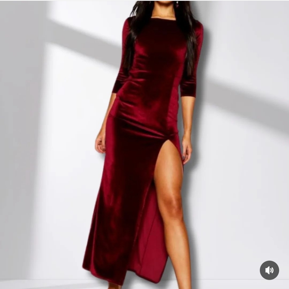 Boohoo Velvet Evening Dress